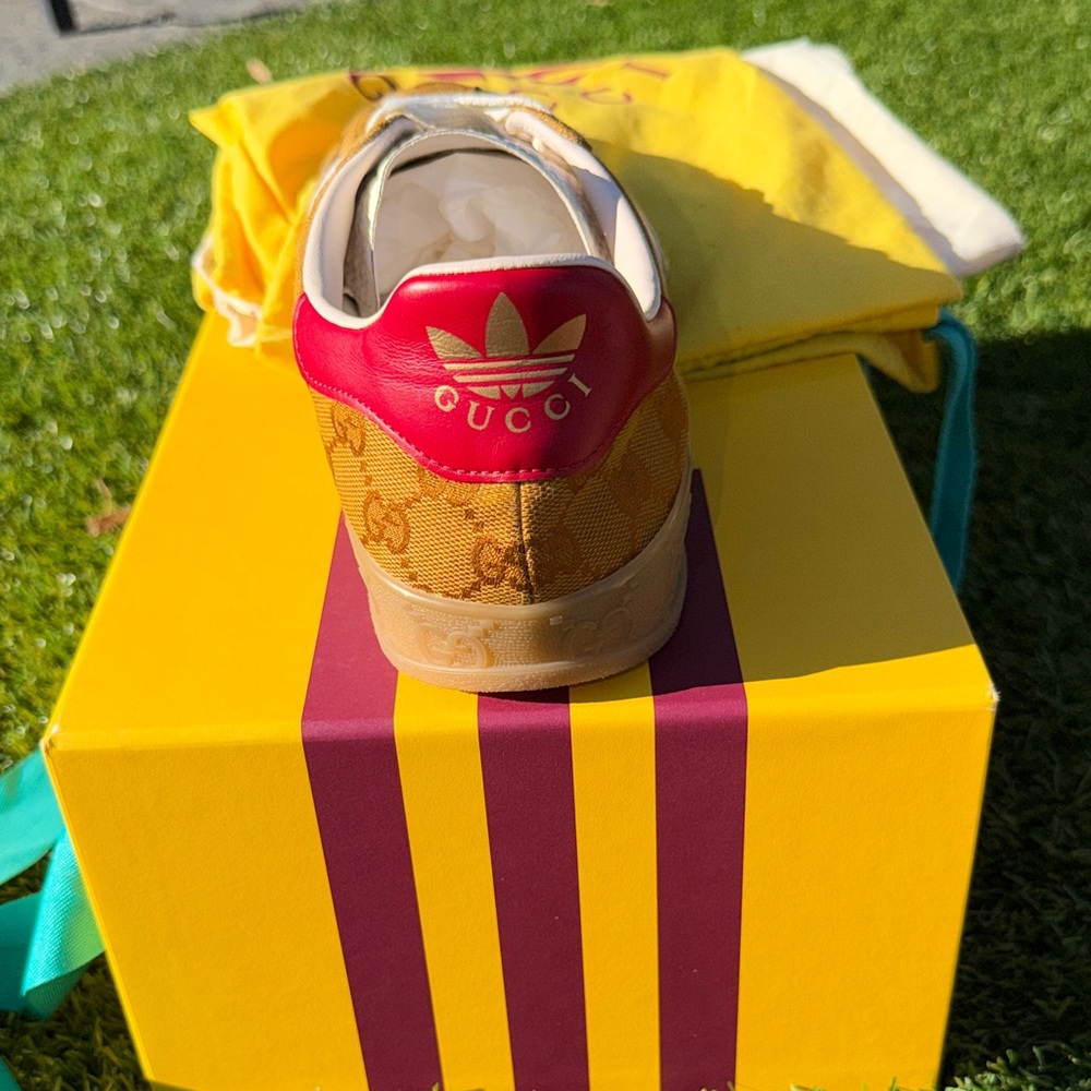 EUC - Adidas x Gucci - Gazelle Original GG Canvas Beige & Brown Sneakers Sz 10.5 - Picture 9 of 11